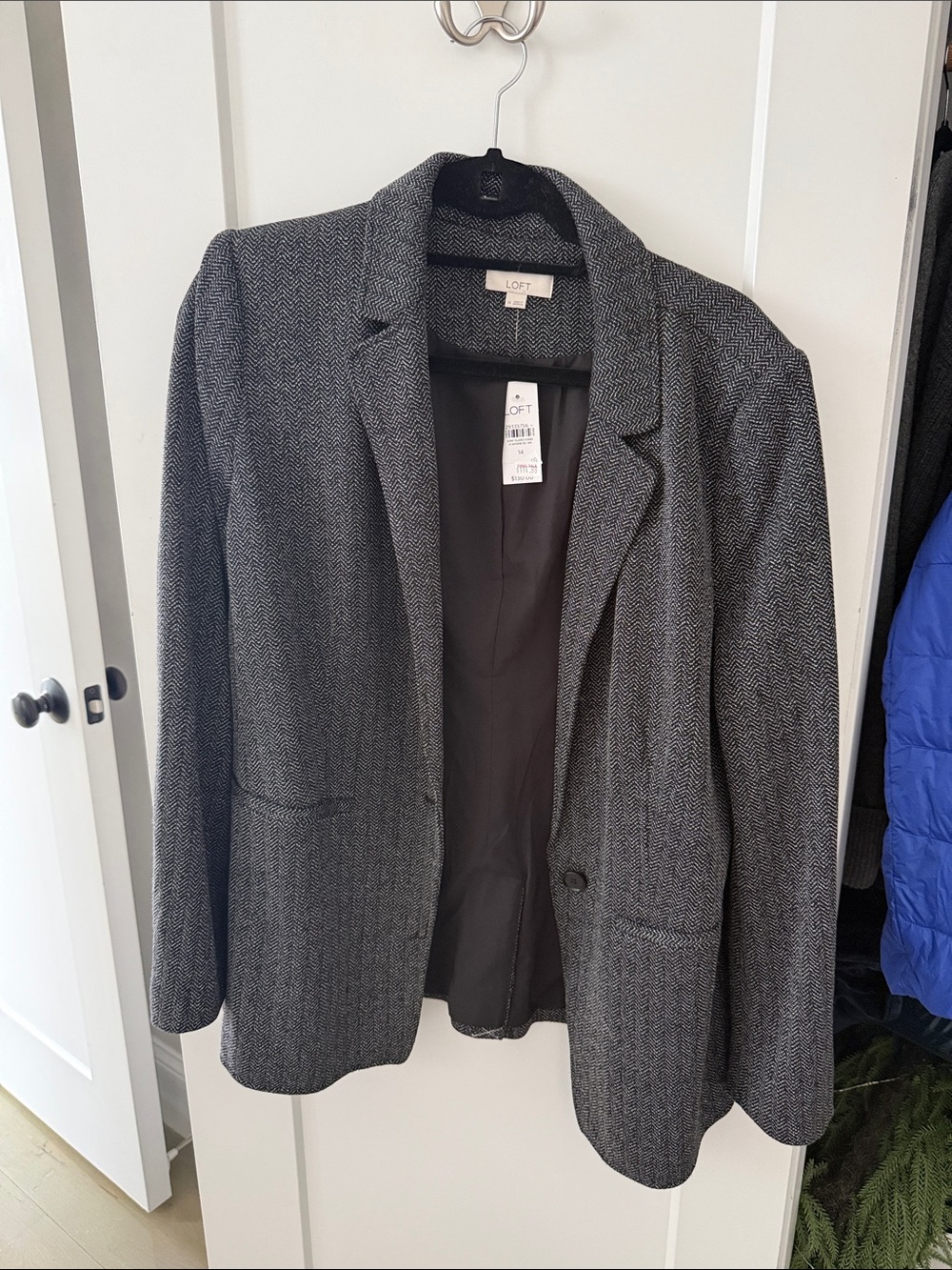 LOFT Women's Charcoal Herringbone Blazer